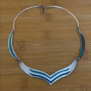 Alpaca silver & turquoise link necklac